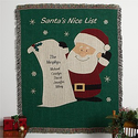 Santa's Nice List Embroidered Holiday Afghan- Personalized