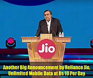 Another Big Announcement by Reliance Jio, Unlimited Mobile Data at Rs 10 Per Day