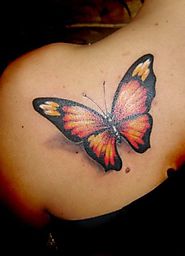 3D orange Butterfly tattoo