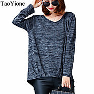 Cotton Knitting Women Blouse V-Neck Long Sleeve Large Size Top Ladies Clothing Shirt