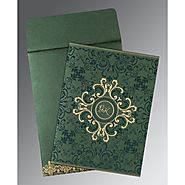 Green Shimmery Wedding Invitation | D-8244I | 123WeddingCards