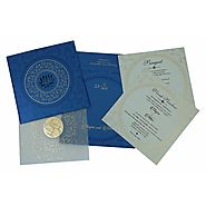 Blue Shimmery Laser Cut Wedding Invitation : W-1779 | 123WeddingCards