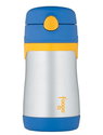 Thermos Foogo Phases Leak Proof Stainless Steel Straw Bottle, Blue/Yellow, 10 Ounce
