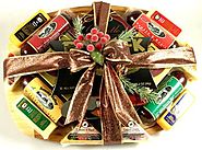Meat And Cheese Gift Basket with Deluxe Bamboo Cutting Board