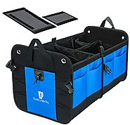 Trunkcratepro Collapsible Portable Multi Compartments Trunk Organizer, Blue