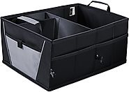 Auto Trunk Storage Organizer Bin with Pockets - Portable Cargo Carrier Caddy for Car Truck SUV Van, 21 x 15 x 10 Fold...