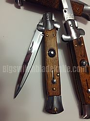SWITCHBLADE STILETTO 8.5 INCHES WOODEN HANDLE HEAVY DUTY KNIFE. $39.99