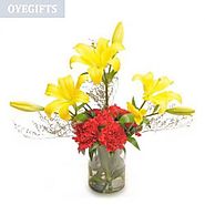 Send Vase Arrangement | Buy Glass Vase Flower Arrangements Online - OyeGifts.com
