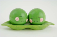 Two Peas in a Pod Salt & Pepper Shaker Set, Magnetic, Green & Pink Ceramic