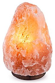 CRYSTAL DECOR 7” to 8”, 6-8 lbs Dimmable Hand Crafted Natural Himalayan Salt Lamp On Wooden Base