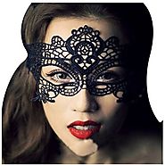 Dxhycc Lace with Rhinestone Liles Venetian Mask Masquerade Halloween Costume (Balck 1)