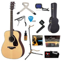Yamaha FG700S Folk Acoustic Guitar Bundle with Hard Case, Strap, Stand, Polish, Tuner, Strings, Picks, Ca...
