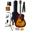 Yamaha FG700SBS Folk Acoustic Guitar Bundle with Hard Case, Strap, Stand, Tuner, Strings, Polish, Picks, Capo, String...