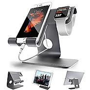 ZVE Universal 2 in 1 Aluminum Desktop Cellphone Charging Stand with 42mm Case for Smartphone, iWatch and Tablets(Up t...