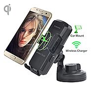 Wireless Car Charger, Car Mount Charger by Kulussy (Air Vent Mount & Dashboard Cup Holder) for all Qi Enable phones,3...