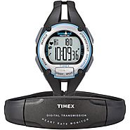 Timex Ironman Road Trainer Heart Rate Monitor Watch, Black/Silver/Blue, Mid Size