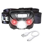 LE LED Headlamp Flashlight Rechargeable Headlights, USB Cable Included Red Light 5 Modes Running Jogging Hiking