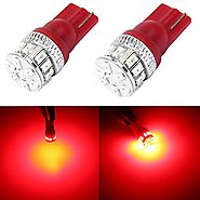 Alla Lighting 500 Lumens Super Bright Pure Red 194 168 2825 175 W5W 158 161 192 LED Bulb T10 Wedge High Power 3014 18...