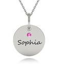 Baby Name Charm Necklace with BIrthstone