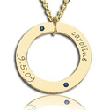 Gold or Silver Name Necklace with Birthdate and Birthstones