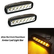 Night Break Light 6 Inch 18W Amber Led Flood Fog Lights 9-30V 3000K 60 Degree Flood Beam Waterproof 18w Amber Led Wor...