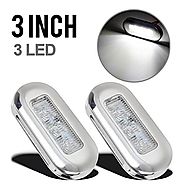 Partsam 2x White 3" LED Oblong Courtesy Light Yacht Marine Boat Stair Deck Garden Usage