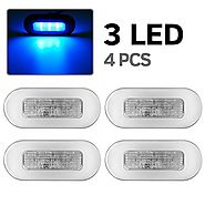 4pcs 3" Blue LED Oblong Courtesy Light Yacht Marine Boat Stair Deck Garden Usage Clear Lens