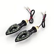 DLLL 2pcs 12 SMD LED Mini Stalk Arrow Motorcycle LED Turn Signals Indicators Blinkers Lights Fits Metric Cruisers, Sp...