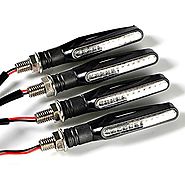GLiving 4pcs 12LED Motorcycle Turn Signals Bulb Indicators Blinkers Lights Lamps with Flexible LED Amber for any Harl...