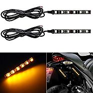Partsam 2x Mini Strip Black led motorcycle Turn signal Universal Amber lights Strip 6LED