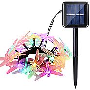 Icicle Christmas Solar String Light, 16ft 20 LED 8 Modes Dragonfly Waterproof Fairy Lighting Indoor/Outdoor Landscape...