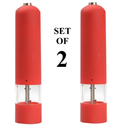 Automatic Salt and Pepper Mill, (Set Of 2), Grinder, and Shaker Set. Rubber Coated - Electric - Battery-operated with...