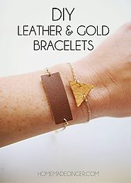 DIY Leather and Gold Bracelets - Homemade Ginger