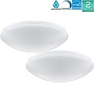 2- Pack 15 Inch Round LED Flush Mount Ceiling Light, Luxrite, 22W, 5000K (Bright White), 1600 Lumens, ENERGY STAR, Di...