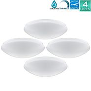 Pack of 4 Luxrite 15 Inch Round LED Flush Mount Light, 22W, 3000K (Soft White), 1600 Lumens, Dimmble, Flush Mount LED...
