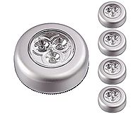 5 Pack Ipow LED Battery-powered Wireless Night Light Stick Tap Touch Lamp Stick-on Push Light for Closets, Cabinets, ...