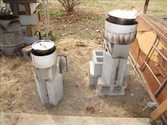Two Rocket stoves made from cinder blocks