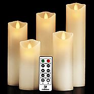 Flameless Candles, Battery Candles Flickering Flameless Candles With Remote Timer - Set 5" 6" 7" 8" 9" Real Wax Pilla...