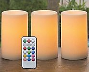 Outdoor & Indoor Flameless Candles With Timer and Remote - Real Looking Flickering LED Candles Battery Operated Set o...