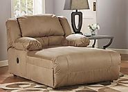 Ashley Furniture Signature Design – Hogan Contemporary Press Back Chaise – Tan