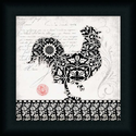 Black White Rooster 1 French Country Kitchen 15x15 Framed Art Print Picture by Stephanie Marrott