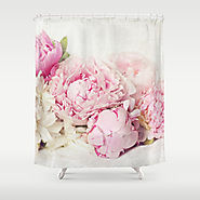 Peonies on white Shower Curtain
