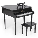 Black Childs Wood Toy Grand Piano with Bench Kids Piano 30 Key: Toys & Games