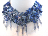 "Sabrina" Floral Soft Necklace (Blue) Fabric Statement Jewelry