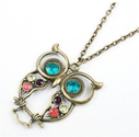 Amazon.com: Vintage, Retro Colorful Crystal Owl Pendant and Chain with Antiqued Bronze/Brass Finish: Jewelry