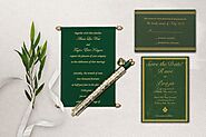 GREEN VELVET WEDDING CARD : CSC-5005I - IndianWeddingCards