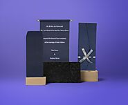 BLUE HANDMADE SILK WEDDING CARD : CSC-5001A - IndianWeddingCards