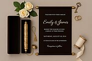 Black Velvet Scroll Wedding Invitations