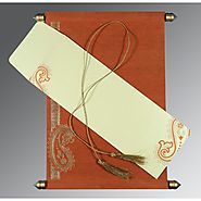 BURNT ORANGE WOOLY FOIL STAMPED WEDDING CARD : CSC-5015K | IndianWeddingCards