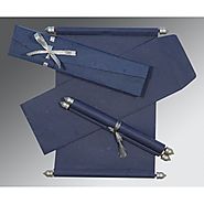 BLUE HANDMADE SILK WEDDING CARD : CSC-5001A | IndianWeddingCards